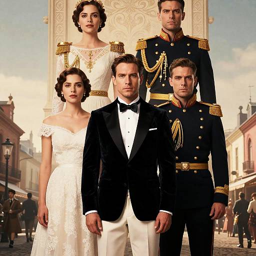 Elegant Movie Poster with Formal Characters