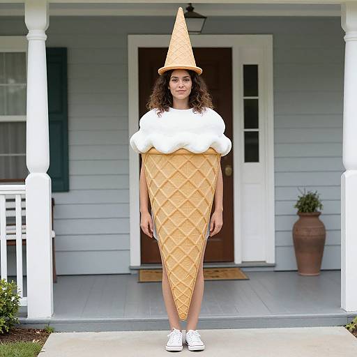 Woman in Ice Cream Cone Costume