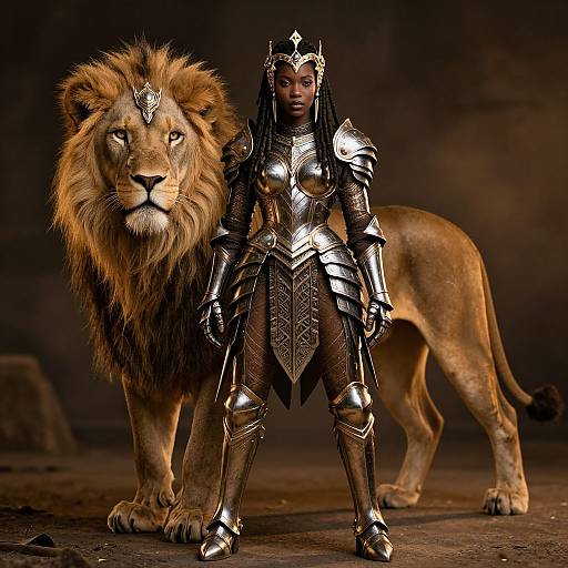 Majestic Anthro Lioness in Angelic Armor