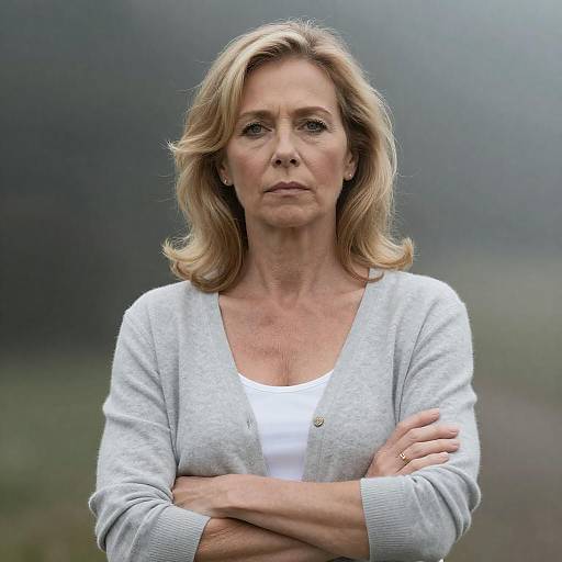 Serious Middle-Aged Woman in Misty Setting