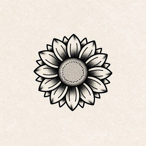Minimalist Half Sunflower Tattoo Art
