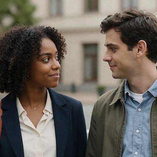 Diverse Couple in Soft Focus Portrait