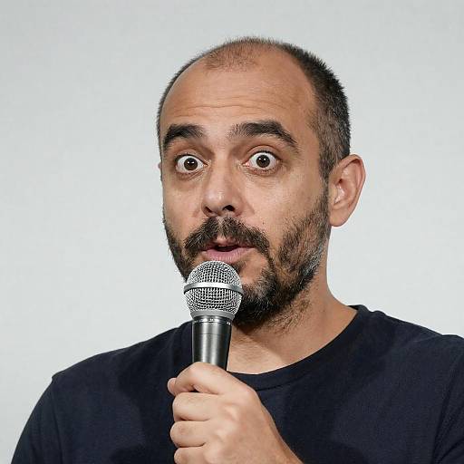 Surprised Man with Microphone Portrait