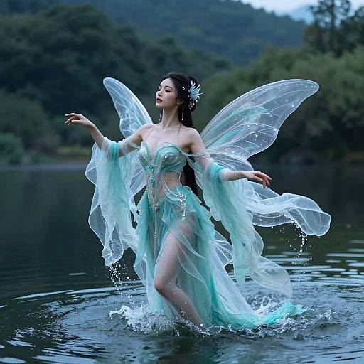 Water Goddess Above Serene Lake