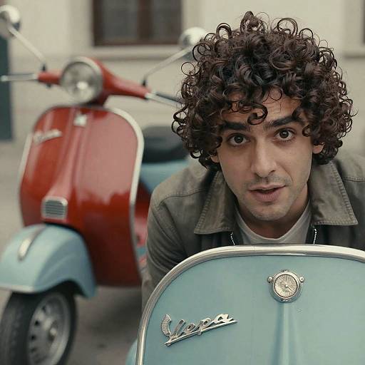 Expressive Italian Man with Vintage Vespa