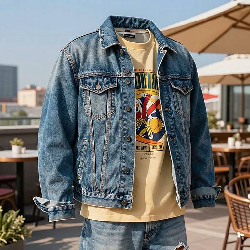 Trendy Denim Jacket Rooftop Outfit