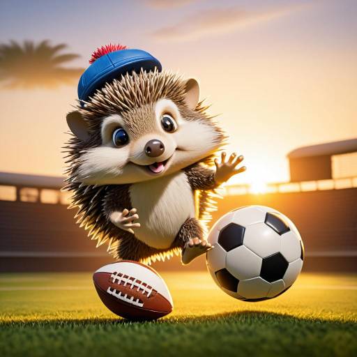 Hedgehog Football Fun at Sunset