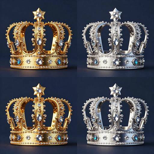 Ornate Crowns on Dark Blue Background