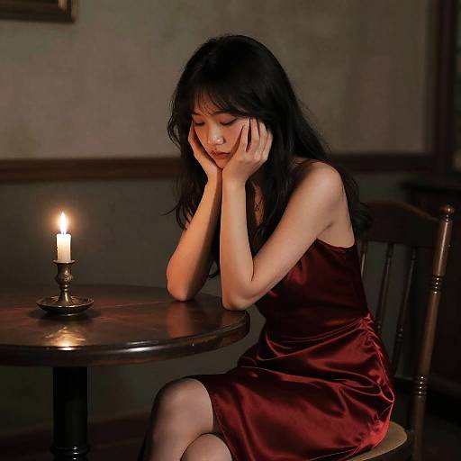 Young Woman in Candlelit Room