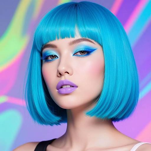 Turquoise Bob with Geometric Eyeliner
