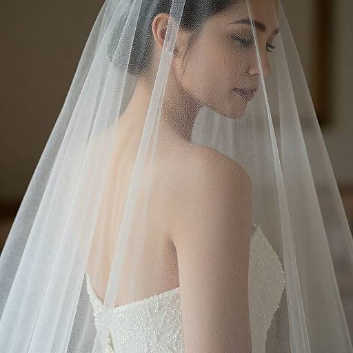 Close-Up of Bride in Wedding Dress