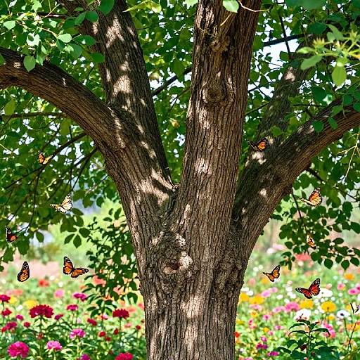 China National Tree Close-Up with Butterflies