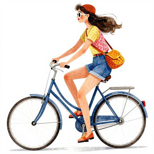 Vibrant Watercolor Fashion Bicycle Illustration