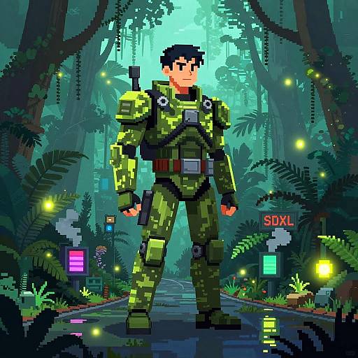 Pixel Anime Cyborg Jungle Scout