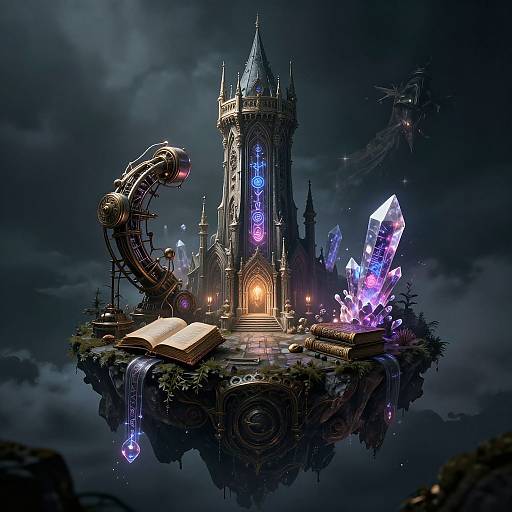 Mystical Wizard Tower on Floating Island