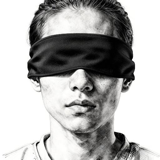 Ultra-Detailed Ink Portrait with Blindfold