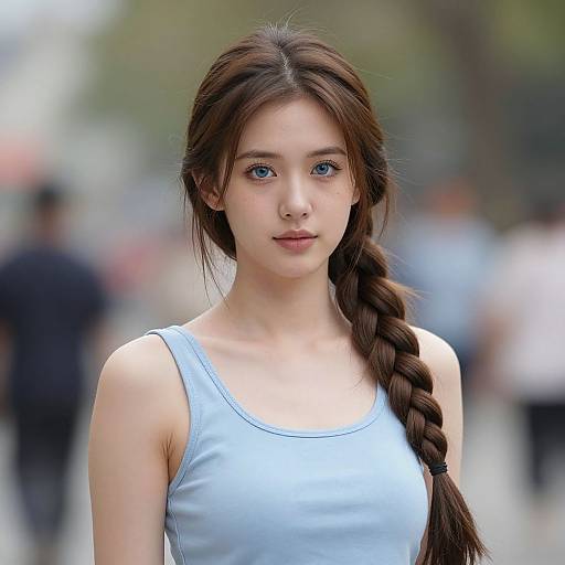 Young Woman with Braid and Blue Eyes