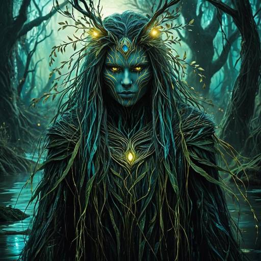 Enchanted Willow Spirit in Mystical Swamp
