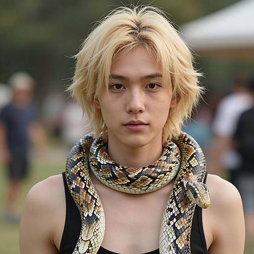 Realistic Blonde Male with Snake Costume