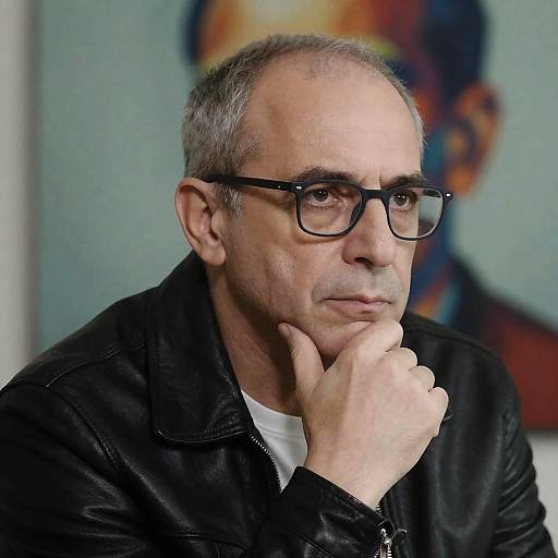 Pensive Man in Leather Jacket Portrait