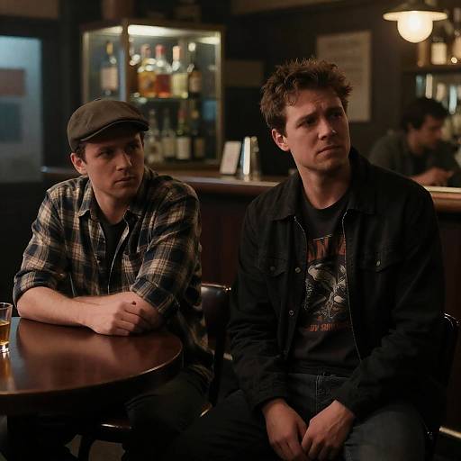 Somber Conversations in a Dim Bar