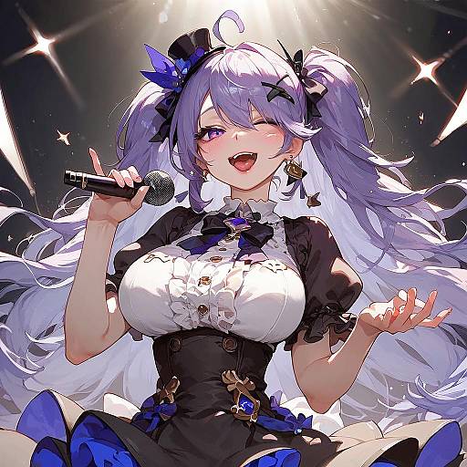 Twintail Idol Singing on Stage