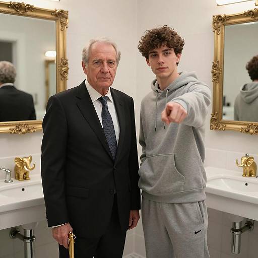 Dramatic Bathroom Encounter with Golden Gun