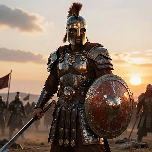Epic Spartan Warrior at Sunset