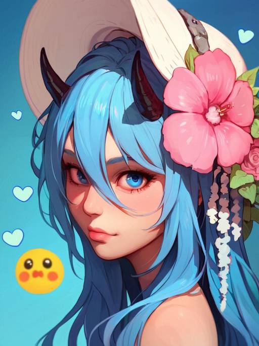 Whimsical Portrait of a Horned Girl