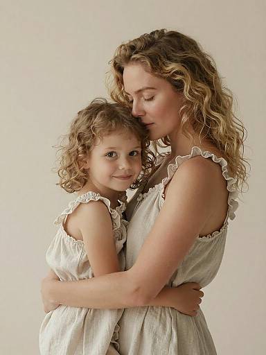 Tender Mother and Daughter Embrace Portrait