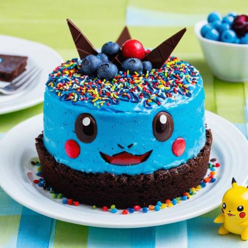 Whimsical Dessert Scene with Pokémon Theme