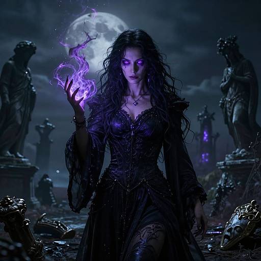 Mysterious Sorceress in Dark Fantasy