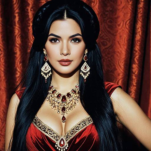 Woman in Jafar-Inspired Costume with Jewelry