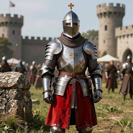 Medieval Warrior in Red Skirt