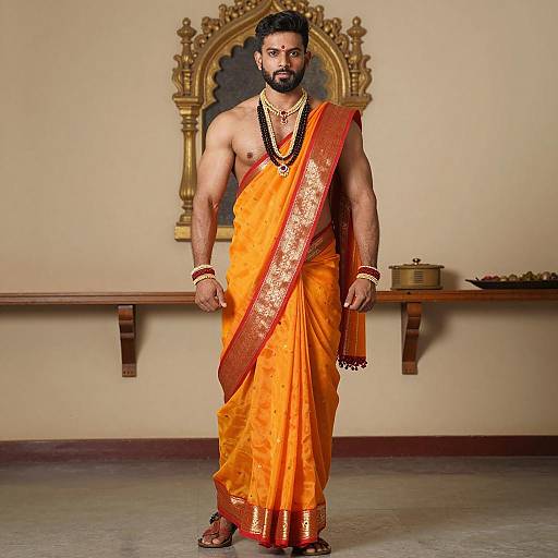 Traditional Indian Attire in Realistic Portrait