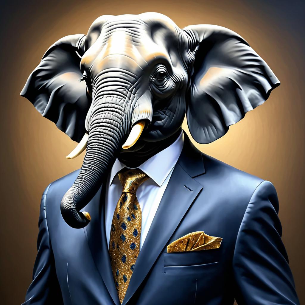 Sophisticated Elephant in Formal Attire Art