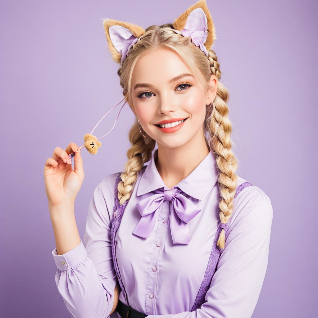 Whimsical Schoolgirl Cat Fashion Shoot