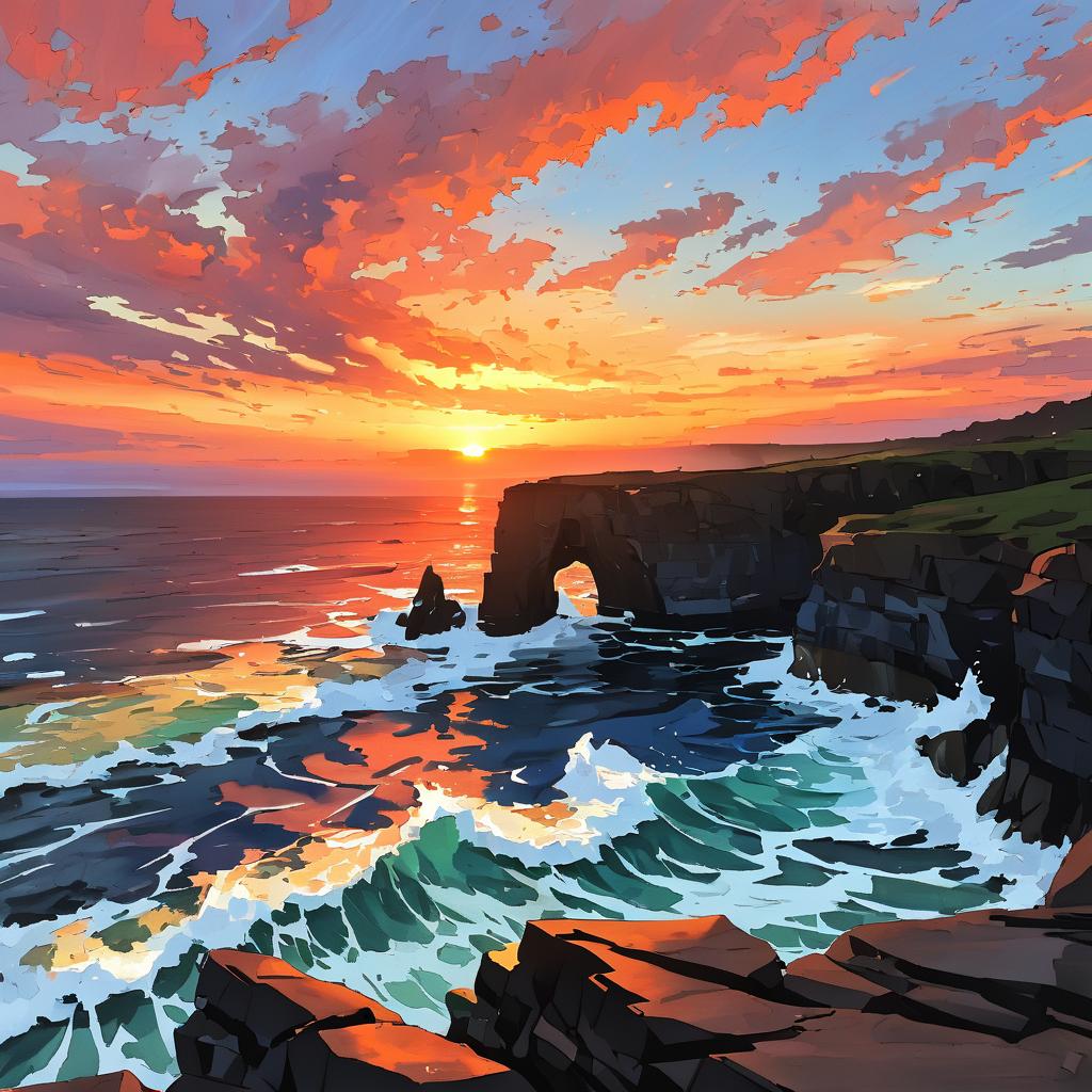 Vibrant Sunset Over Jagged Cliffs