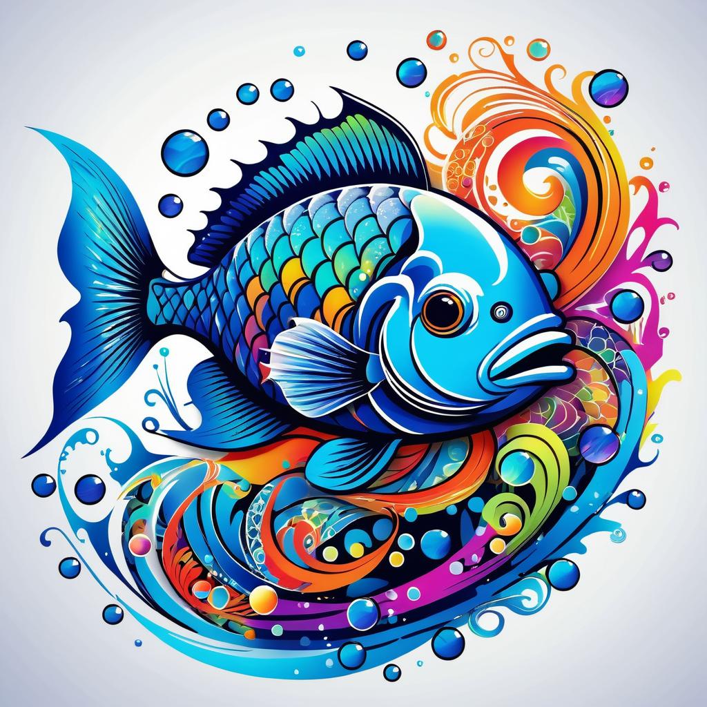 Vibrant Pop Art Fish Tattoo Design