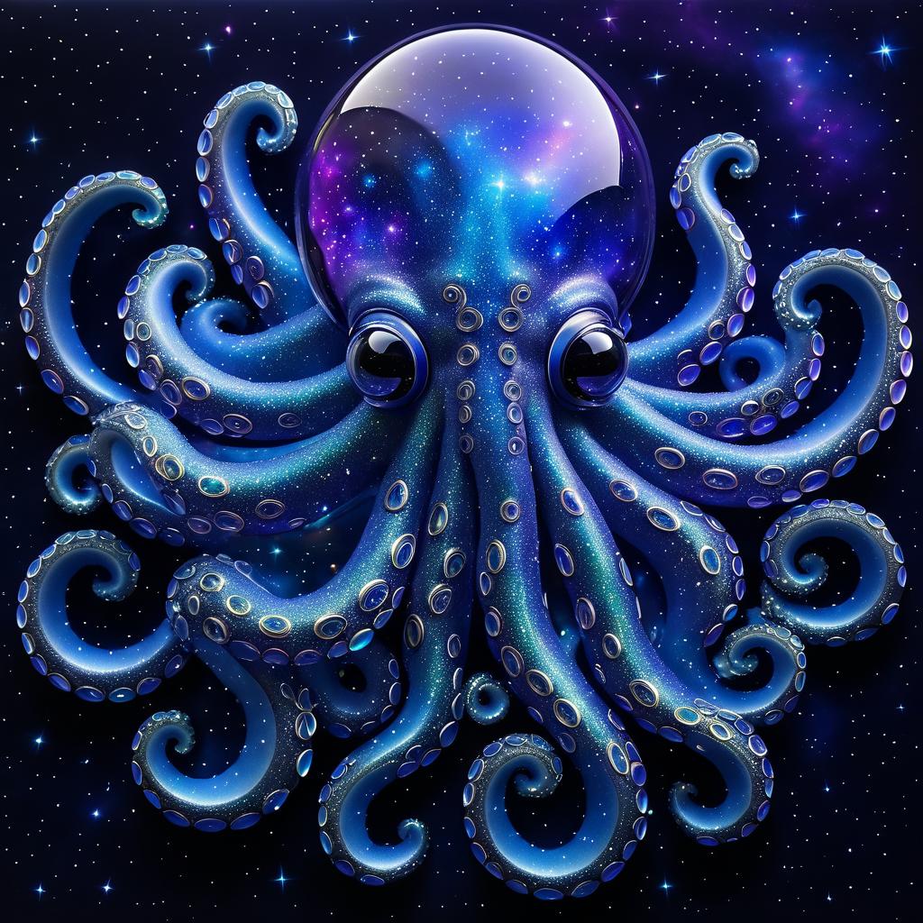 Cosmic Glass Octopus Portrait