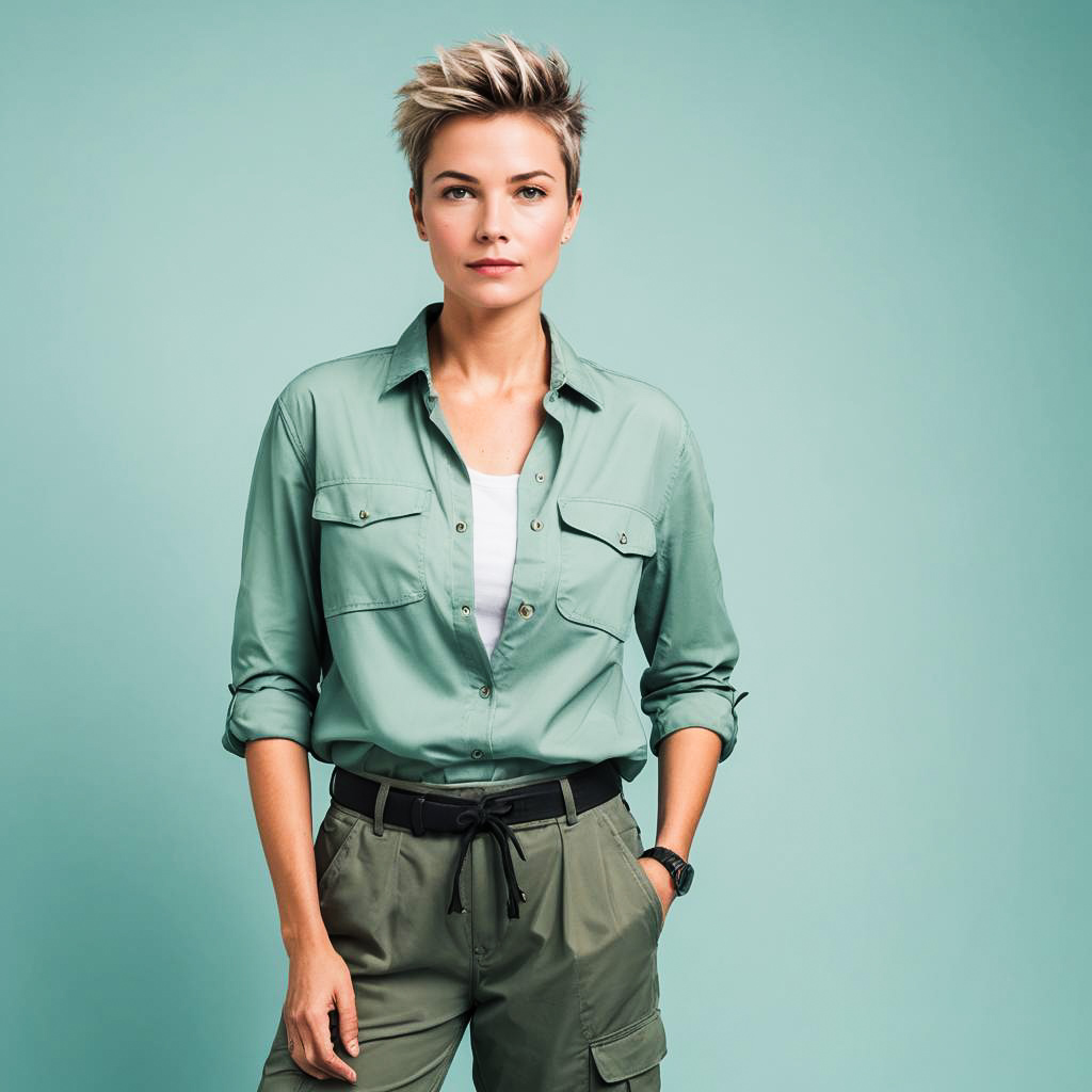 Determined Female Traveler in Studio Shoot