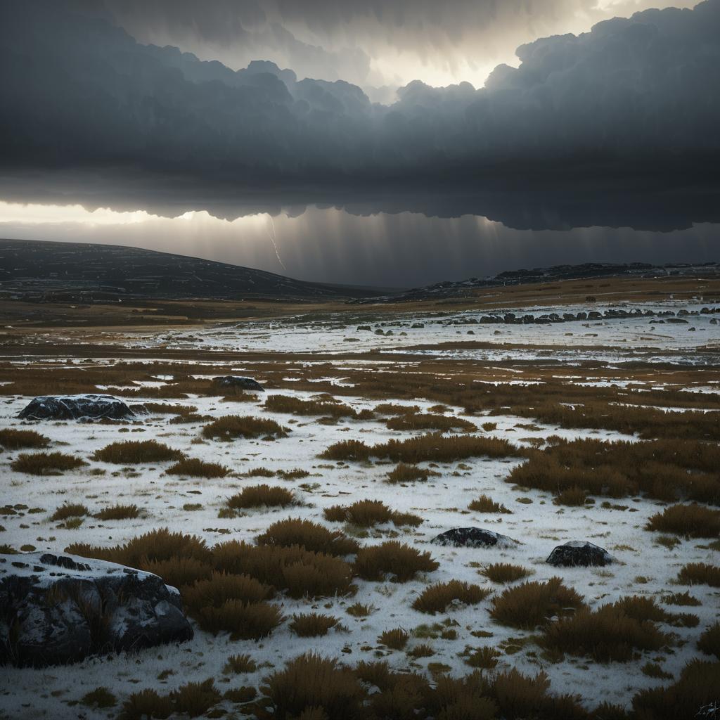 Dramatic Frosted Moor Landscape Scene