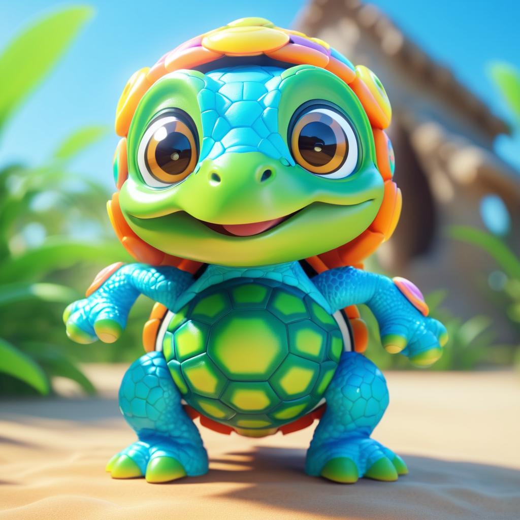 Adorable Claymation Turtle in Bright Colors