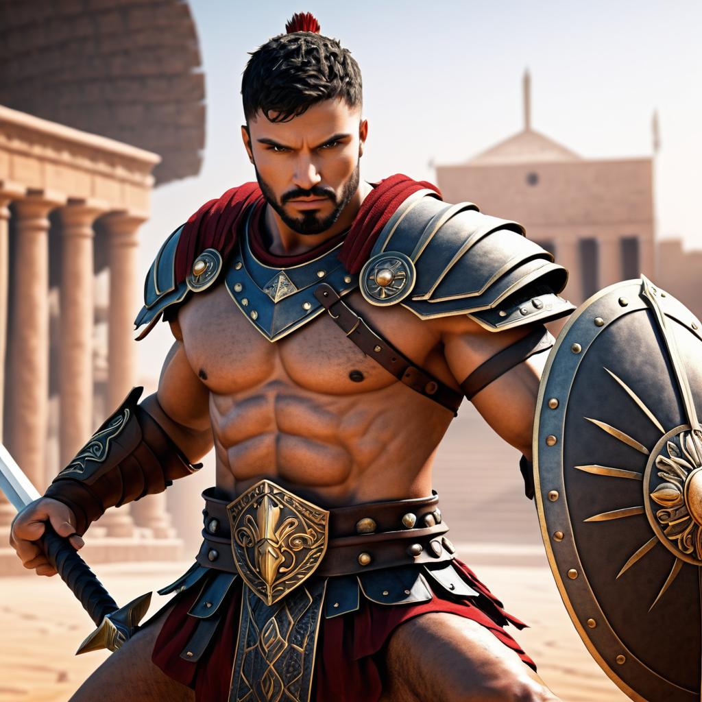 Fierce and Detailed Male Gladiator Art