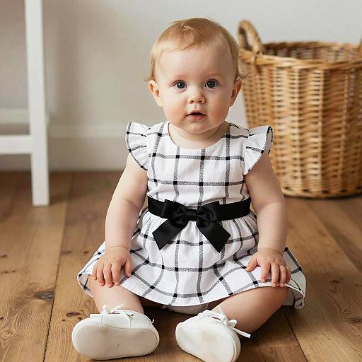 Adorable Baby Girl in White Dress