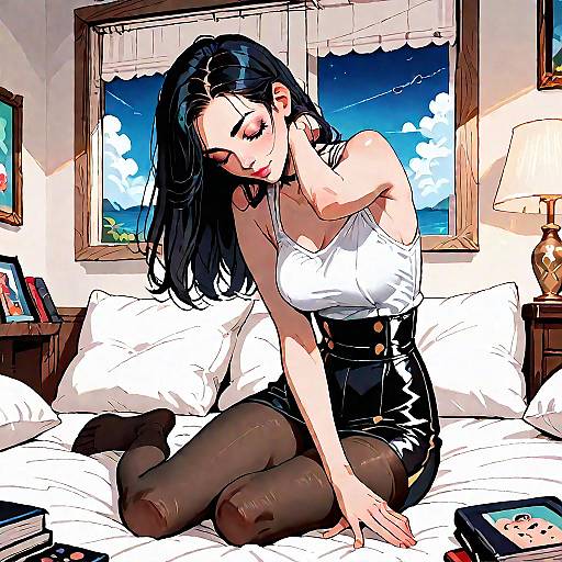 Anime Woman in Black Pantyhose