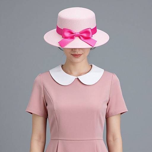 Woman in Pink Dress and Hat