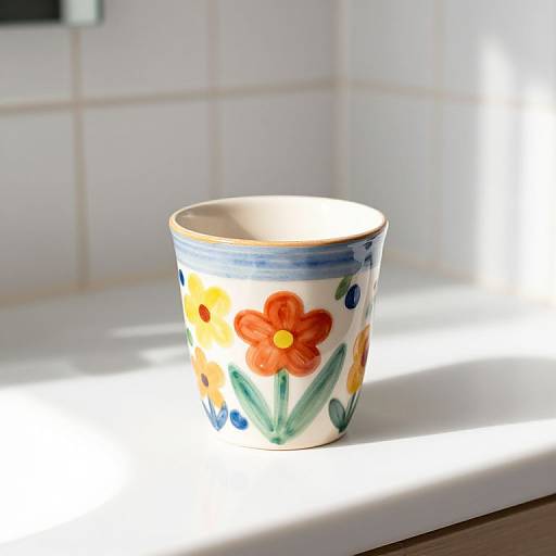 Colorful Floral Ceramic Toothbrush Holder