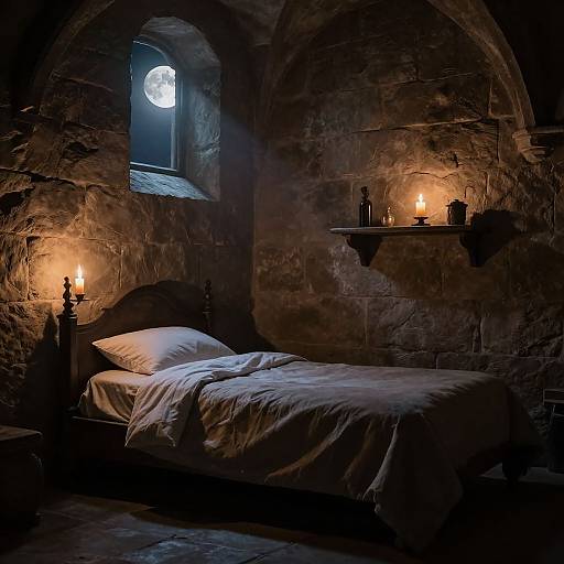 Gothic Monastic Cell at Night