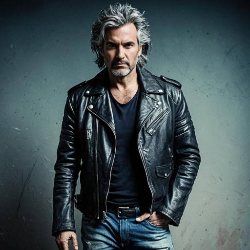 Rugged Middle-Aged Man in Leather Jacket